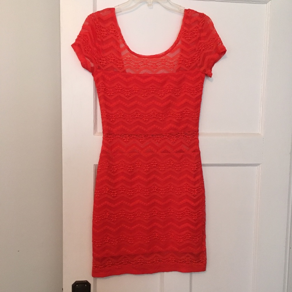 Free people orange lace fitted dress